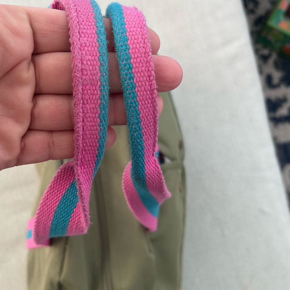 Ralph Lauren Olive Green Canvas Bag with Pink / Blue strap - Picture 4 of 9